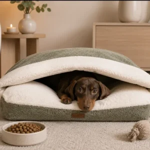 Snuggle Cave Hondenkussen Boucle Deluxe Mosgroen