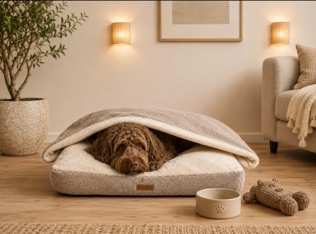 Snuggle Cave Hondenkussen Boucle Deluxe Taupe