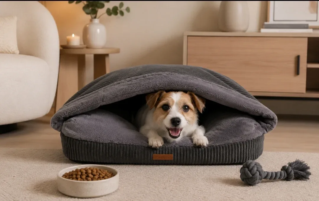 Snuggle Cave Hondenkussen Ribbed Antraciet