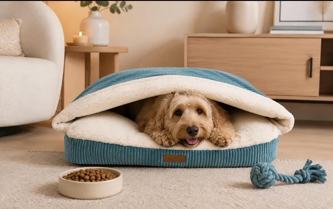 Snuggle Cave Hondenkussen Ribbed Petrol