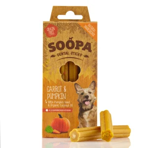 Soopa Dental Sticks met pompoen & wortel hondensnack