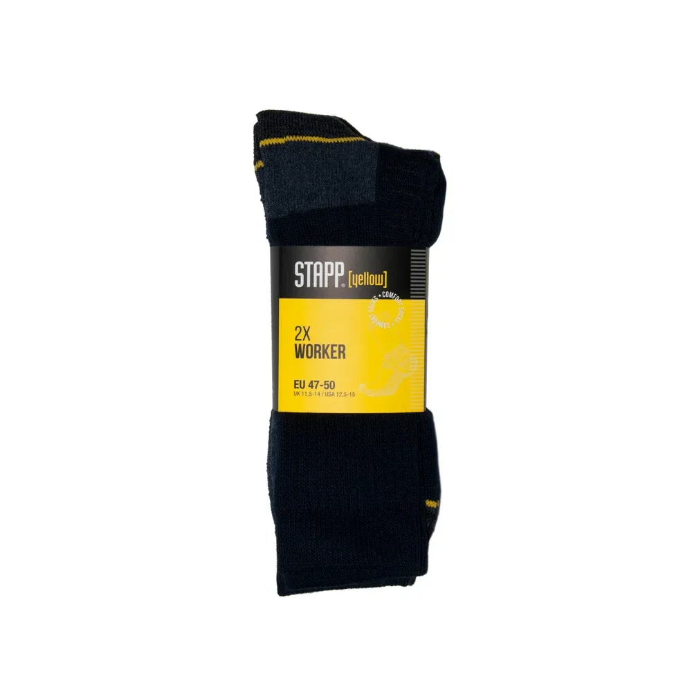STAPP Yellow Worker - Werksokken - 2-Pack - Zwart - 39-42