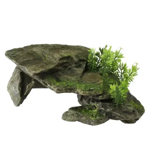 Stone with plants 28,5×16,5×10,5CM grijs