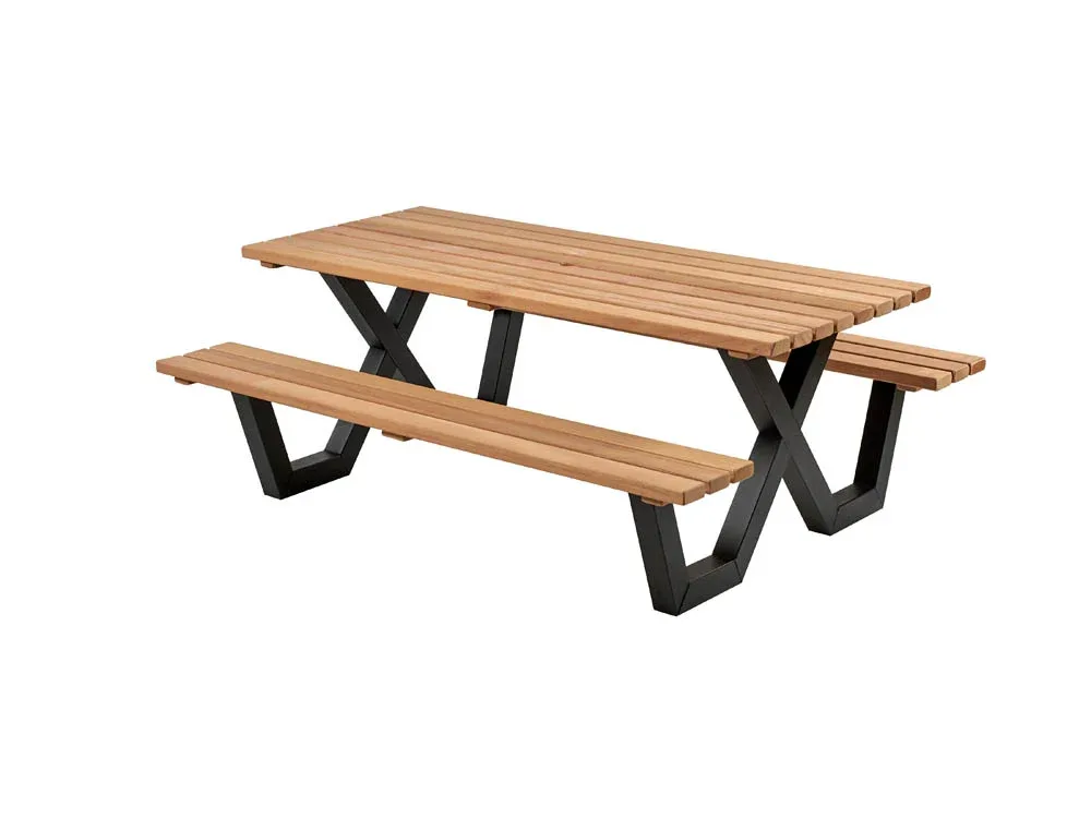 Talen Buitenmeubelen Hardhout - Picknicktafel - Bruin - 76x230x160 cm