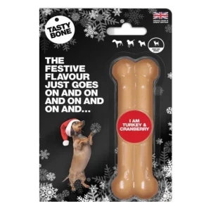 Tasty Bone - Kauwbot - Kerst - Kauwplezier - Kalkoen/Cranberry - XS - 11cm