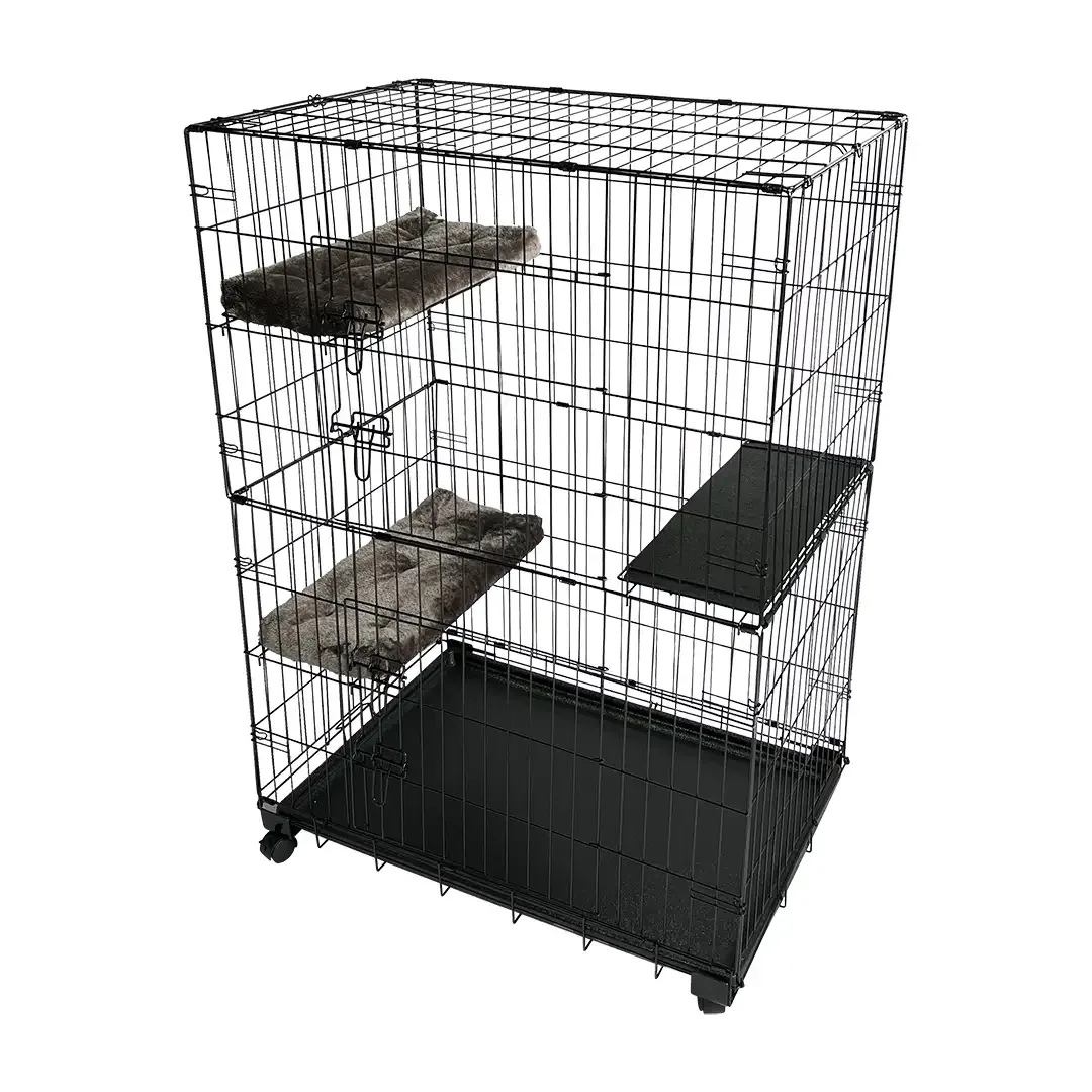 Topline kattenbench 2 deuren M – 91x61x131cm zwart