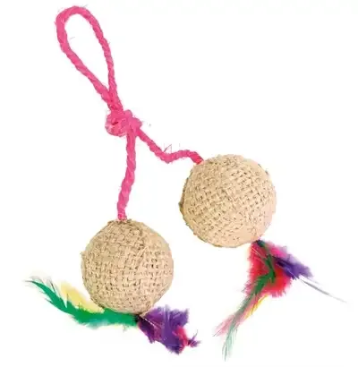 Trixie 2 Ballen Aan Koord Pluche Met Catnip 4,5 cm 4 St