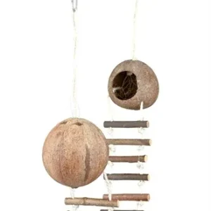 Trixie 2 Kokosnoothuizen met Hangbrug Muis 100x13x13 cm 3 St