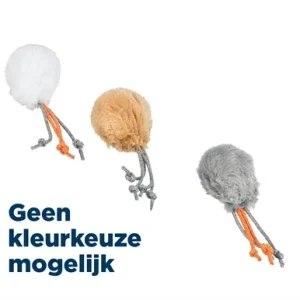 Trixie Bal met Touwtjes Pluche met Kattenmunt 4x4x4 cm 100 St - Assorti