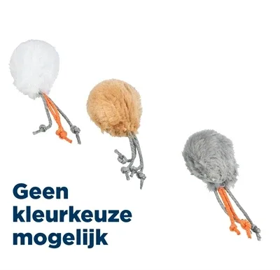 Trixie Bal met Touwtjes Pluche met Kattenmunt 4x4x4 cm 100 St - Assorti