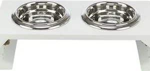 Trixie Be Nordic Set Voerbak Waterbak Hout Rvs 38x18x10 cm - 400 ml