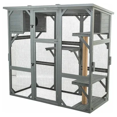 Trixie Buitenverblijf voor Katten Hout - Grijs - Image 2