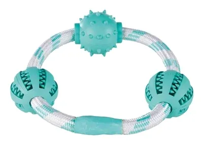 Trixie Denta Fun Koordring met Natuurrubber Ballen met Muntsmaak 20x20x20cm 3 St