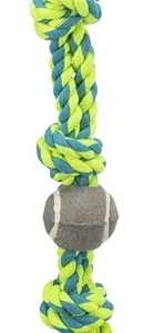 Trixie Flostouw met Handvat en Hondvriendelijke Tennisbal 50x6x6 cm 3 St - Blauw
