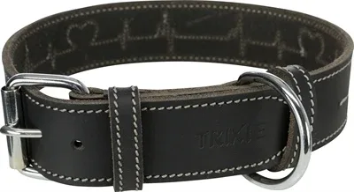 Trixie Halsband Hond Rustic Vetleer Heartbeat - Zwart