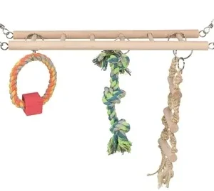 Trixie Hangbrug met Touwladder Speelgoed Hamster Hout 29x9x25 cm 3 St