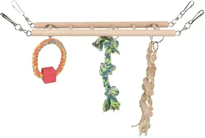 Trixie Hangbrug met Touwladder Speelgoed Hamster Hout 29x9x25 cm 3 St