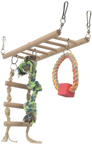 Trixie Hangbrug met Touwladder Speelgoed Hamster Hout 29x9x25 cm 3 St - Image 2