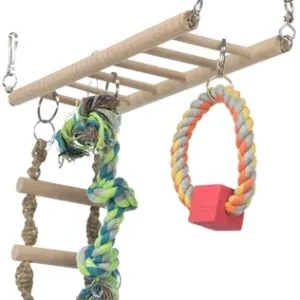 Trixie Hangbrug met Touwladder Touw Fret Hout Touw 35x15 cm 3 St