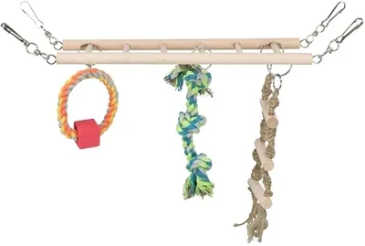 Trixie Hangbrug met Touwladder Touw Fret Hout Touw 35x15 cm 3 St - Image 2