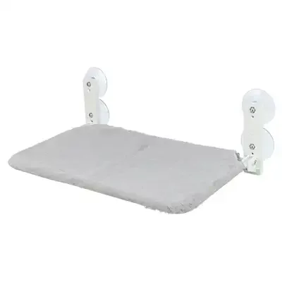 Trixie Hangmat Voor Aan Raam Opvouwbaar Pluche / Mesh Wit / Grijs 58X34 cm - Image 2