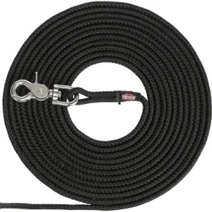 Trixie Hondenriem Sleeplijn Trigger Snap Haak Rond 10 Mtr X 0,6 cm - Zwart