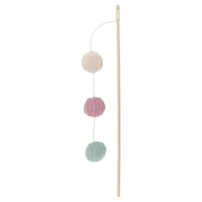Trixie Kattenspeelgoed Kattenhengel met 3 Balletjes Hout met Catnip 40 cm 4 St