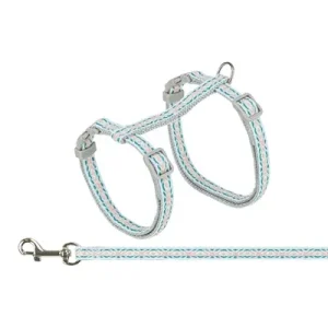 Trixie Kattentuigje Met Riem Retro Motief Grijs / Blauw 28-45X1 Cm