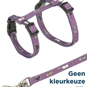 Trixie Kittentuig Junior met Riem Kattenmotief 21x33x0,8 cm 120 cm 4 St - Assorti