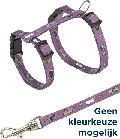 Trixie Kittentuig Junior met Riem Kattenmotief 21x33x0,8 cm 120 cm 4 St - Assorti