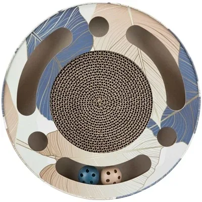 Trixie Krabtrommel met Ballen Karton met Catnip 33x33x5,5 cm - Blauw - Image 2