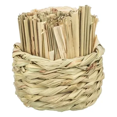 TRIXIE MAND GRAS MET HOOI / MAISBLADEREN / HOUTEN STOKJES 9X9X9 CM - Image 2