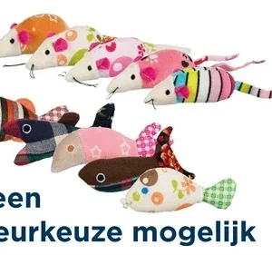 Trixie Muis Vis Pluche Stof met Kattenmunt 9 12 cm 42 St - Assorti