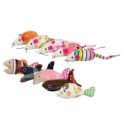 Trixie Muis Vis Pluche Stof met Kattenmunt 9 12 cm 42 St - Assorti - Image 2
