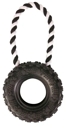 Trixie Natuurrubber Wiel aan Koord 31x15x15 cm 3 St - Zwart