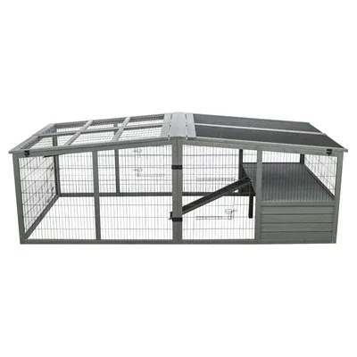 Trixie Ren Xl Met Afdekking Hout Grijs 233X79X116 Cm