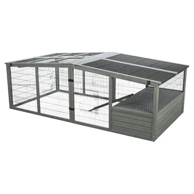 Trixie Ren Xl Met Afdekking Hout Grijs 233X79X116 Cm - Image 2