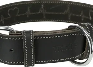 Trixie Rustic Vetleer Halsband Hond Heartbeat - Zwart