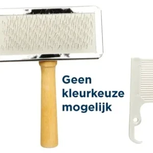 Trixie Slickerborstel Houten Greep Metalen Pinnen 13x9 cm 3 St - Assorti