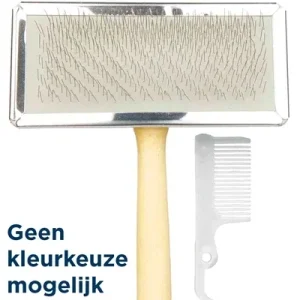 Trixie Slickerborstel Houten Greep Metalen Pinnen 14x11 cm 3 St - Assorti