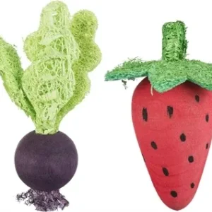 Trixie Speelbal Set Biet Aardbei Hout Loofah 6 9 cm