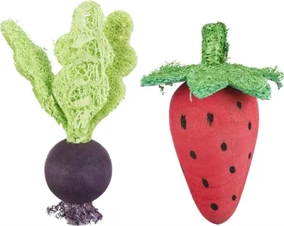 Trixie Speelbal Set Biet Aardbei Hout Loofah 6 9 cm
