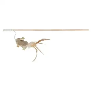 Trixie Speelhengel Muis Met Veren Hout / Pluche Met Catnip 50 cm 4 St