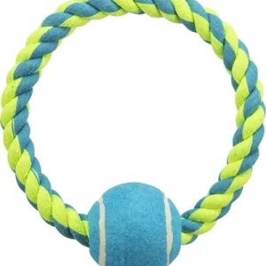 Trixie Touwring met Tennisbal Lime 18x6x6 cm 3 St - Blauw