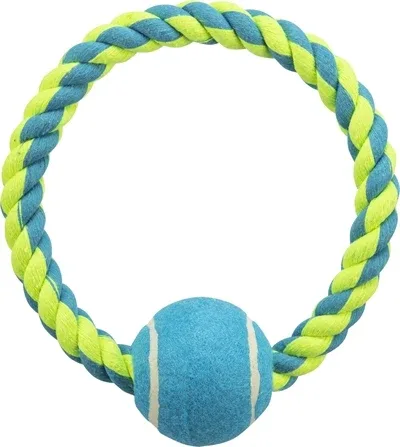 Trixie Touwring met Tennisbal Lime 18x6x6 cm 3 St - Blauw