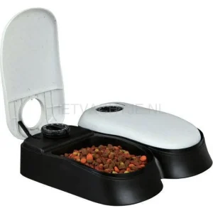 Trixie Tx2 Automatische Voerdispenser - Wit/Zwart - 2 x 300 ml