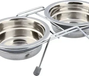Trixie Voerbak Drinkbak Dubbel Rvs 11 cm 2 St - 250 ml