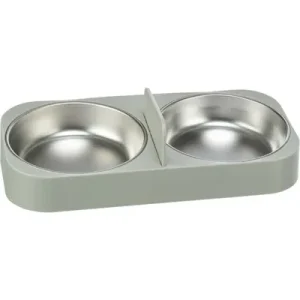 Trixie Voerbak Drinkbak Dubbel voor 24347 Kunststof Rvs 32x16x5 cm - 500 ml