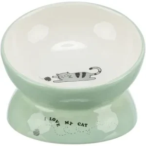 Trixie Voerbak Drinkbak Kat Verhoogd Keramiek Salie 13 cm - 150 ml