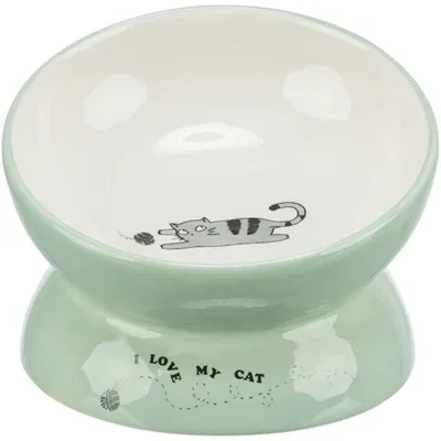 Trixie Voerbak Drinkbak Kat Verhoogd Keramiek Salie 13 cm - 150 ml
